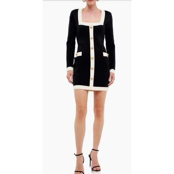 knee length dresses for ladies Bow Knit Mini Sweater Dress
